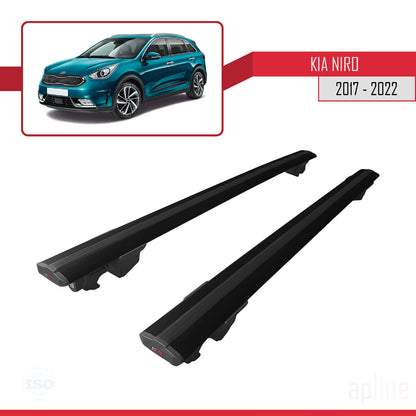 Compatible avec Kia Niro (DE) 2017-2022 HOOK Model Barres de Toit Railing Porte-Bagages de Voiture Noir Aluminium 2 Barres