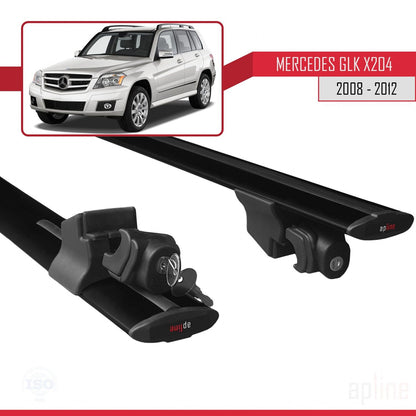 Compatible avec Mercedes Classe GLK (X204) Pre-Facelift 2008-2012 HOOK Model Barres de Toit Railing Porte-Bagages de Voiture Noir Aluminium 2 Barres