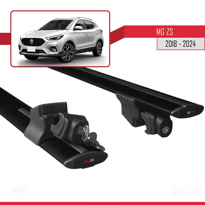 Compatible avec MG ZS 2018-2024 HOOK Model Barres de Toit Railing Porte-Bagages de Voiture Noir Aluminium 2 Barres