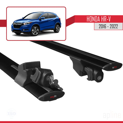 Compatible avec Honda HR-V 2016-2022 HOOK Model Barres de Toit Railing Porte-Bagages de Voiture Noir Aluminium 2 Barres
