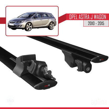 Compatible avec Opel Astra J Wagon 2010-2015 HOOK Model Barres de Toit Railing Porte-Bagages de Voiture Noir Aluminium 2 Barres