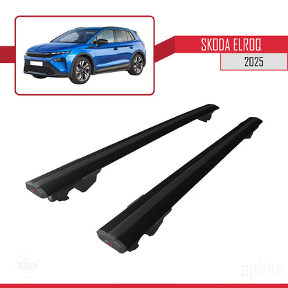 Compatible avec Skoda Elroq 2025 HOOK Model Barres de Toit Railing Porte-Bagages de Voiture Noir Aluminium 2 Barres
