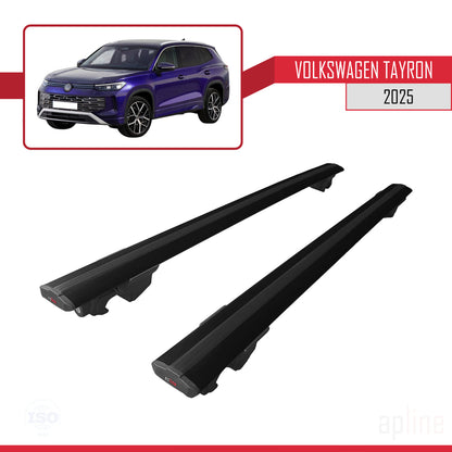 Compatible avec Volkswagen Tayron 2025 HOOK Model Barres de Toit Railing Porte-Bagages de Voiture Noir Aluminium 2 Barres