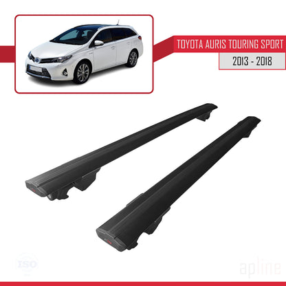 Compatible avec Toyota Auris 2 (E180) Touring Sports 2013-2018 HOOK Model Barres de Toit Railing Porte-Bagages de Voiture Noir Aluminium 2 Barres