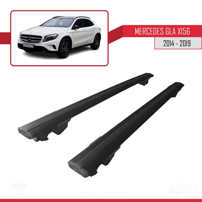 Compatible avec Mercedes Classe GLA (X156) 2014-2019 HOOK Model Barres de Toit Railing Porte-Bagages de Voiture Noir Aluminium 2 Barres