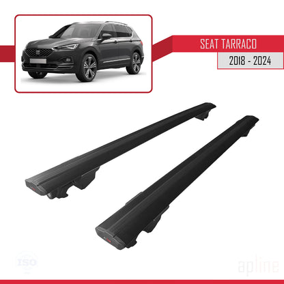 Compatible avec Seat Tarraco (KN2) 2018-2024 HOOK Model Barres de Toit Railing Porte-Bagages de Voiture Noir Aluminium 2 Barres