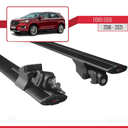 Compatible avec Ford Edge (CD539) 2016-2021 HOOK Model Barres de Toit Railing Porte-Bagages de Voiture Noir Aluminium 2 Barres