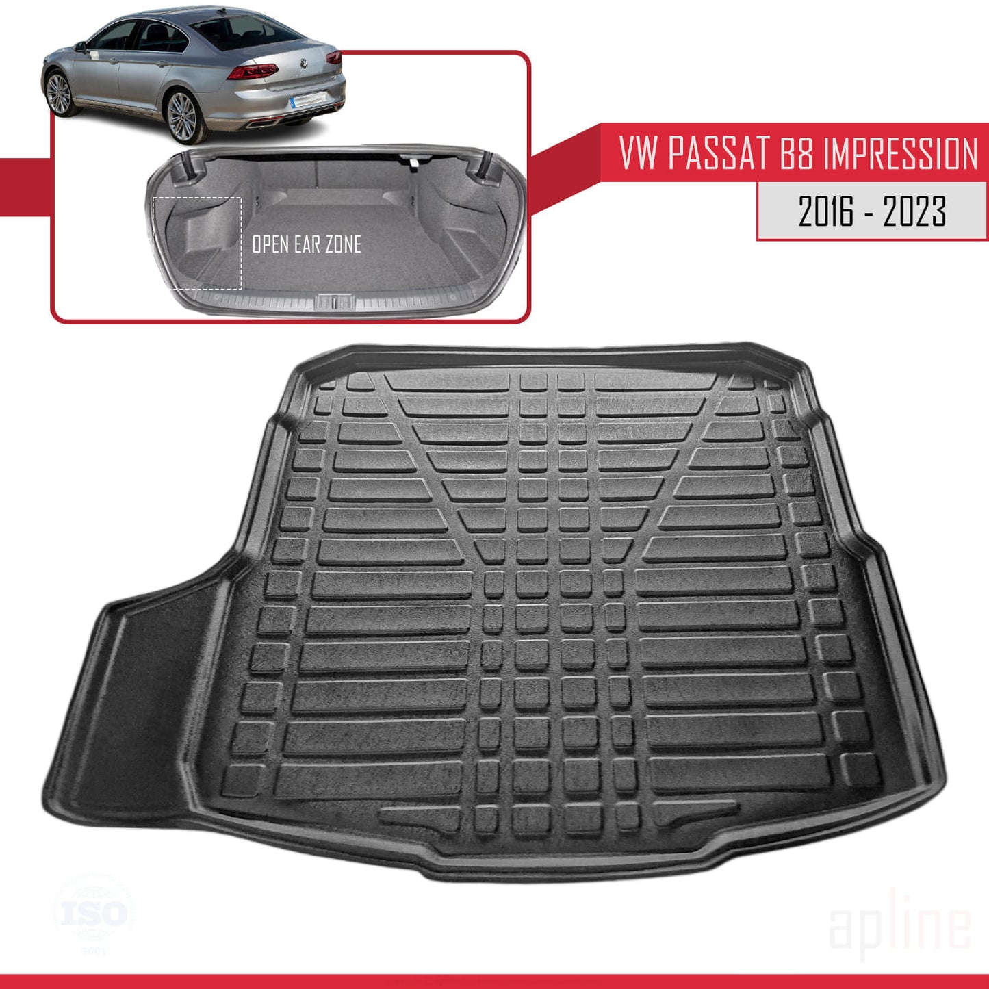 Tapis de Coffre pour Volkswagen Passat (B8) Impression 2019-2023 Flexible NOIR