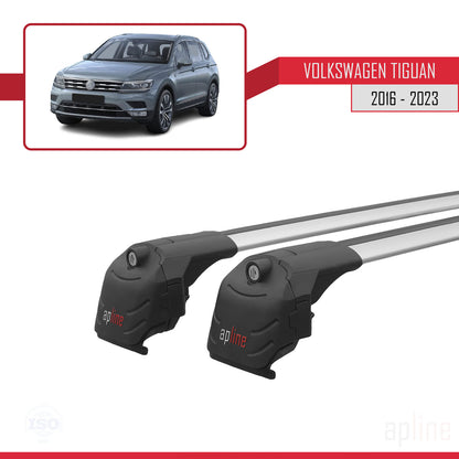 Compatible avec Volkswagen Tiguan 2 (AD1) 2016-2023 ACE-2 Barres de Toit Railing Porte-Bagages de Voiture Gris Aluminium 2 Barres