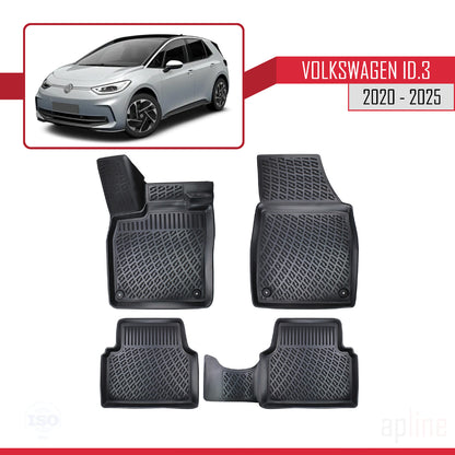 Compatible avec Volkswagen ID.3 (Elektrik) 2020-2025 4D Tapis de Voiture Noir
