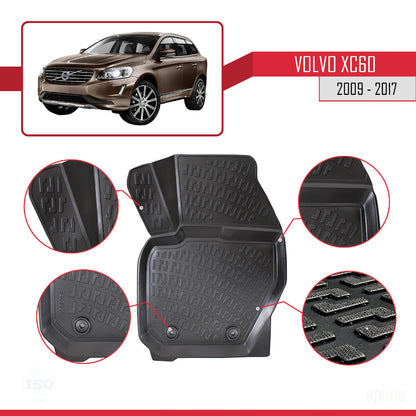 Compatible avec Volvo XC60 2009-2017 4D Tapis de Voiture Noir