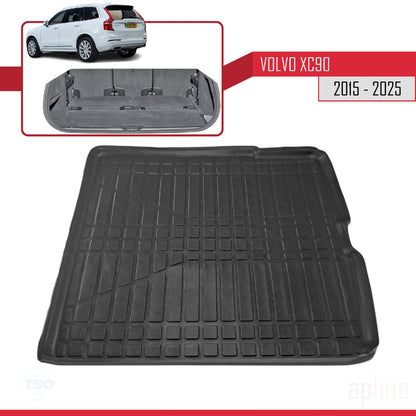 Compatible avec Volvo XC90 II 2015-2025 Flexible Tapis de Coffre Plancher de Chargement Noir