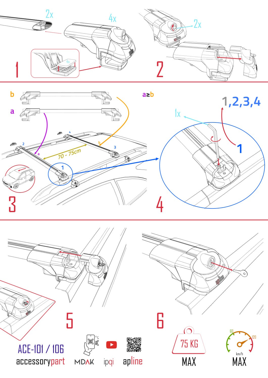 Compatible avec Cupra Ateca 2020-2024 ACE-1 Barres de Toit Railing Porte-Bagages de Voiture Noir Aluminium 2 Barres