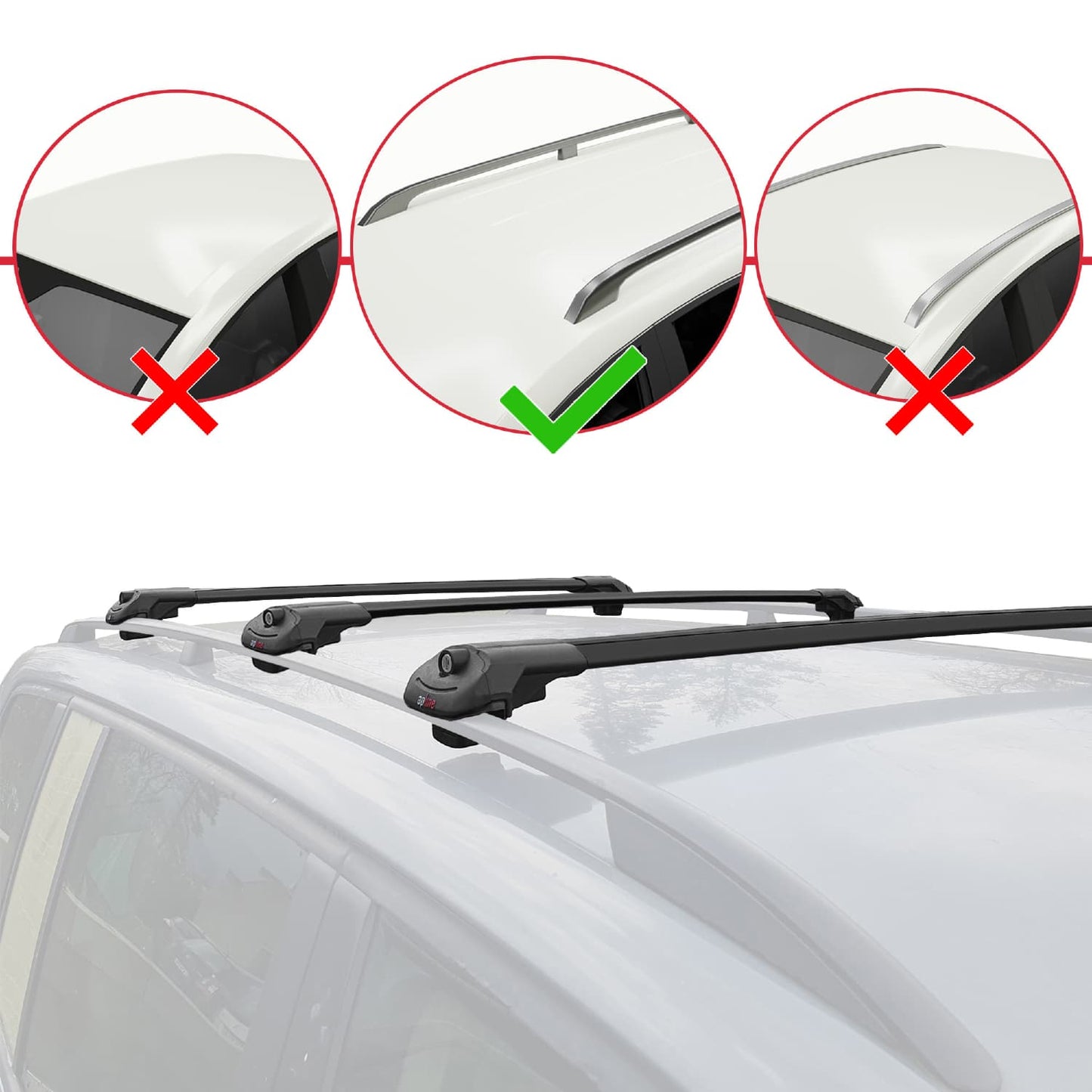 Compatible avec Volkswagen Touran (1T) Pre-Facelift 2003-2010 ACE-1 Barres de Toit Railing Porte-Bagages de Voiture Noir Aluminium 3 Barres