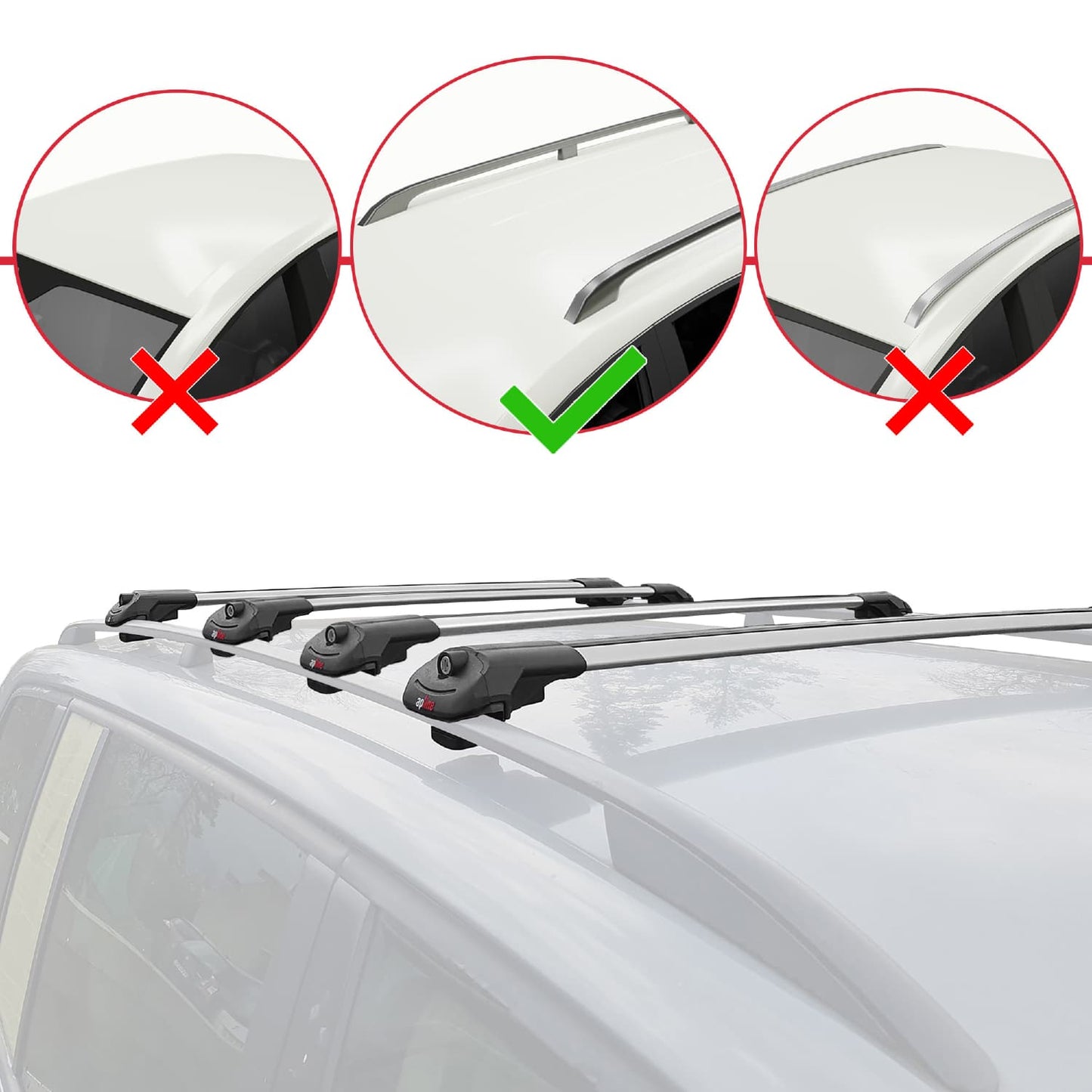 Compatible avec Toyota Sequoia 2008-2022 ACE-1 Barres de Toit Railing Porte-Bagages de Voiture Gris Aluminium 4 Barres