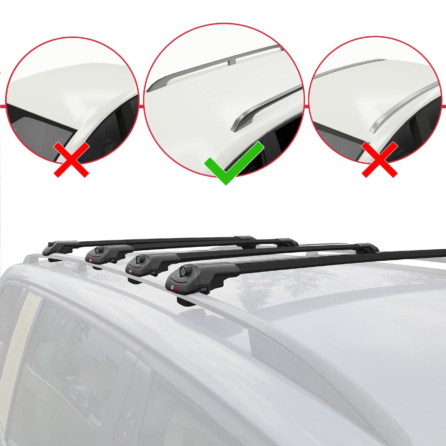Compatible avec Mercedes EQV (W447) 2020-2025 ACE-1 Barres de Toit Railing Porte-Bagages de Voiture Noir Aluminium 4 Barres