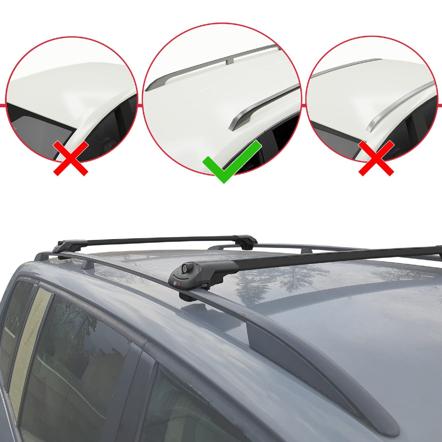 Compatible avec Skoda Karoq 2017-2025 ACE-1 Barres de Toit Railing Porte-Bagages de Voiture Noir Aluminium 2 Barres