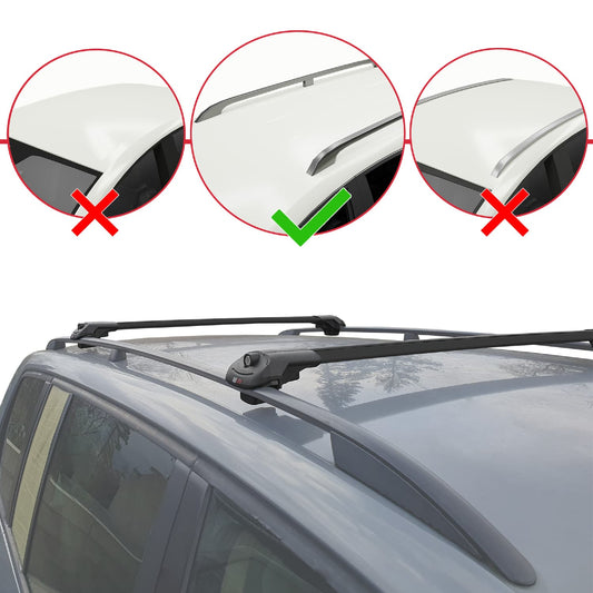 Compatible avec Jeep Cherokee 5 (KL) 2014-2023 ACE-1 Barres de Toit Railing Porte-Bagages de Voiture Noir Aluminium 2 Barres