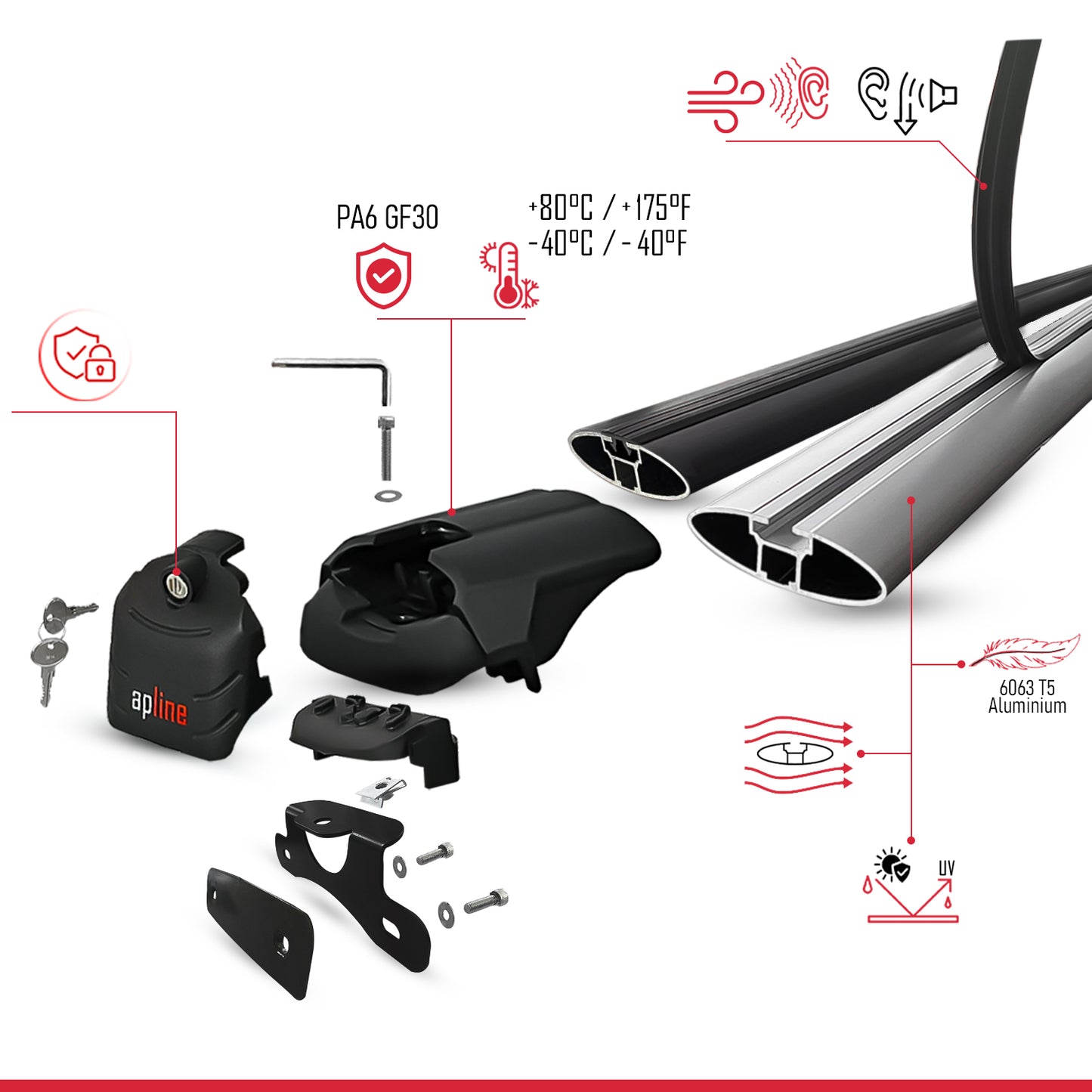 Compatible avec Honda CR-V 4 2012-2016 ACE-2 modèle Barres de Toit Railing Porte-Bagages de Voiture Noir Aluminium Barres