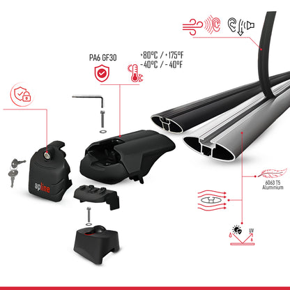 Compatible avec Audi Q7 (4M) 2015-2026 ACE-2 modèle Barres de Toit Railing Porte-Bagages de Voiture Gris Aluminium Barres