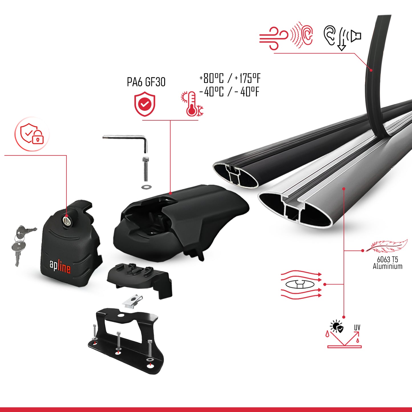 Compatible avec Honda CR-V 2 2002-2006 ACE-2 modèle Barres de Toit Railing Porte-Bagages de Voiture Gris Aluminium Barres