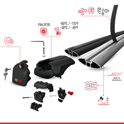Compatible avec Fiat Egea / Tipo Cross (LIMITED) 2023-2026 ACE-2 modèle Barres de Toit Railing Porte-Bagages de Voiture Gris Aluminium Barres