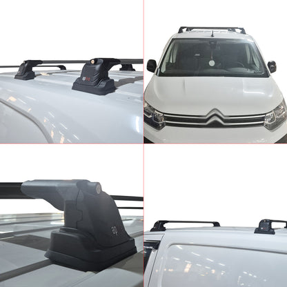 Compatible avec Citroen Berlingo 2023-2026 ACE-3 Barres de Toit Railing Porte-Bagages de Voiture Noir Aluminium 2 Barres