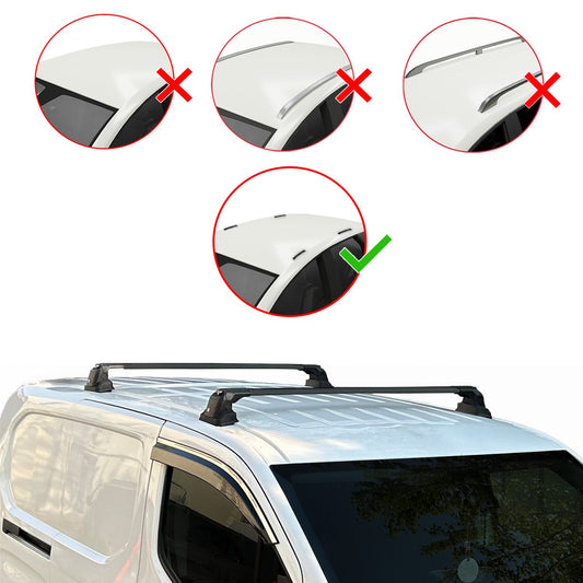 Compatible avec Peugeot Partner 2019-2025 ACE-3 Barres de Toit Railing Porte-Bagages de Voiture Noir Aluminium 2 Barres