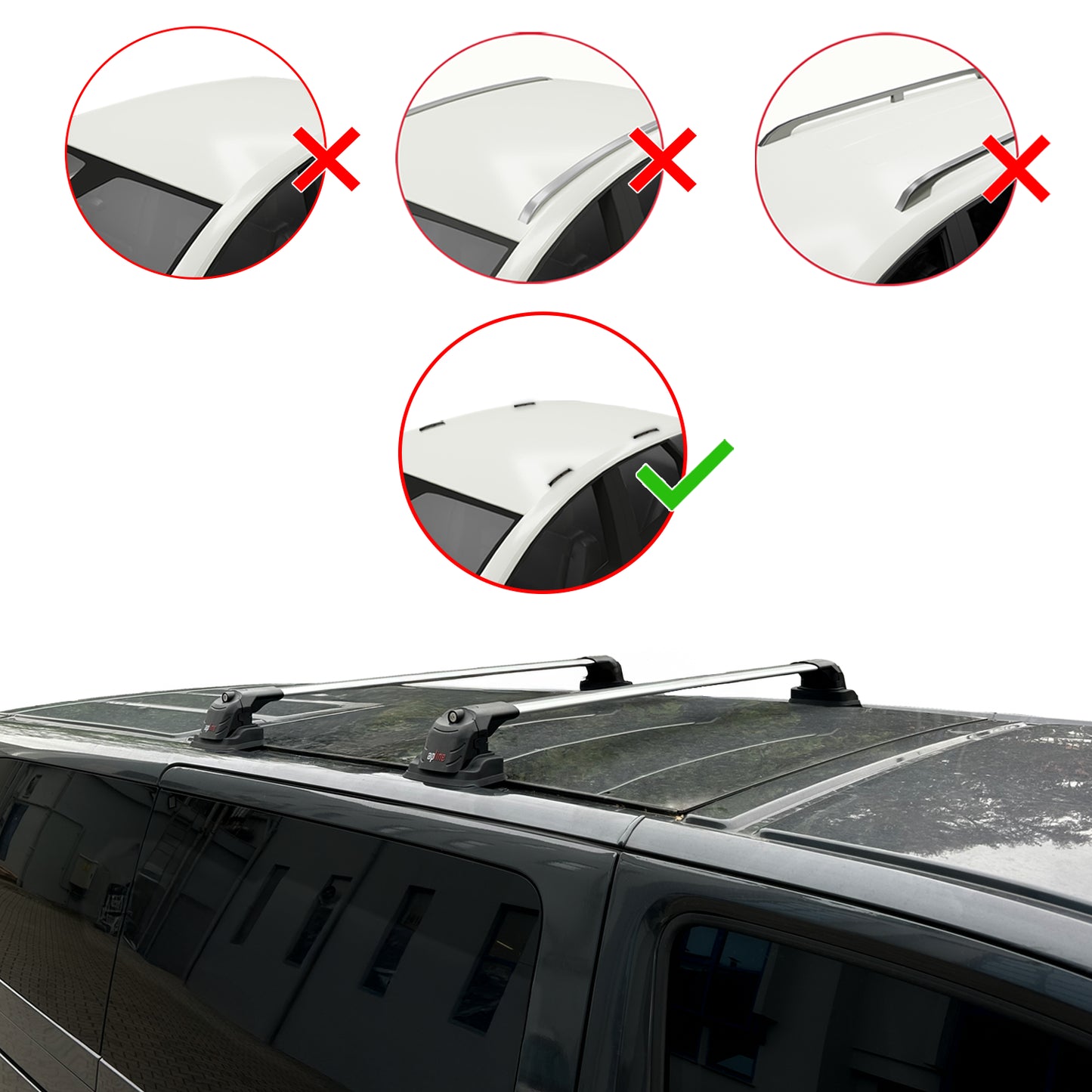 Compatible avec Volkswagen Caravelle (T5) 2003-2015 ACE-3 Barres de Toit Railing Porte-Bagages de Voiture Gris Aluminium 2 Barres