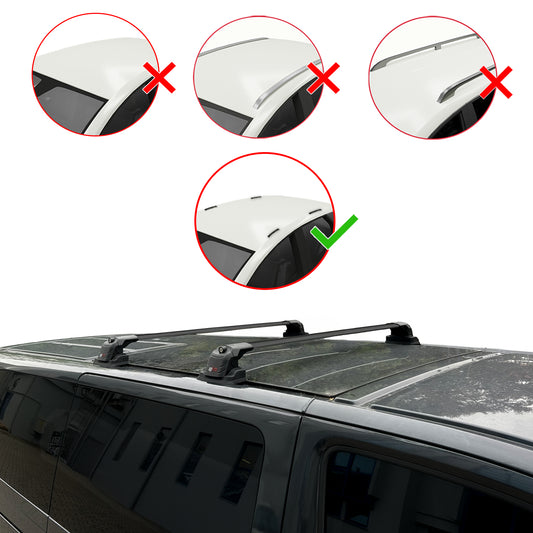 Compatible avec Volkswagen Shuttle (T6) 2016-2022 ACE-3 Barres de Toit Railing Porte-Bagages de Voiture Noir Aluminium 2 Barres