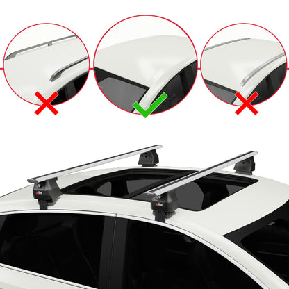 Compatible with Honda Civic 8 V3 Sedan 2006-2011 ACE-4 Car Roof Rack Cross Bar Grey Aluminium 2 Bars
