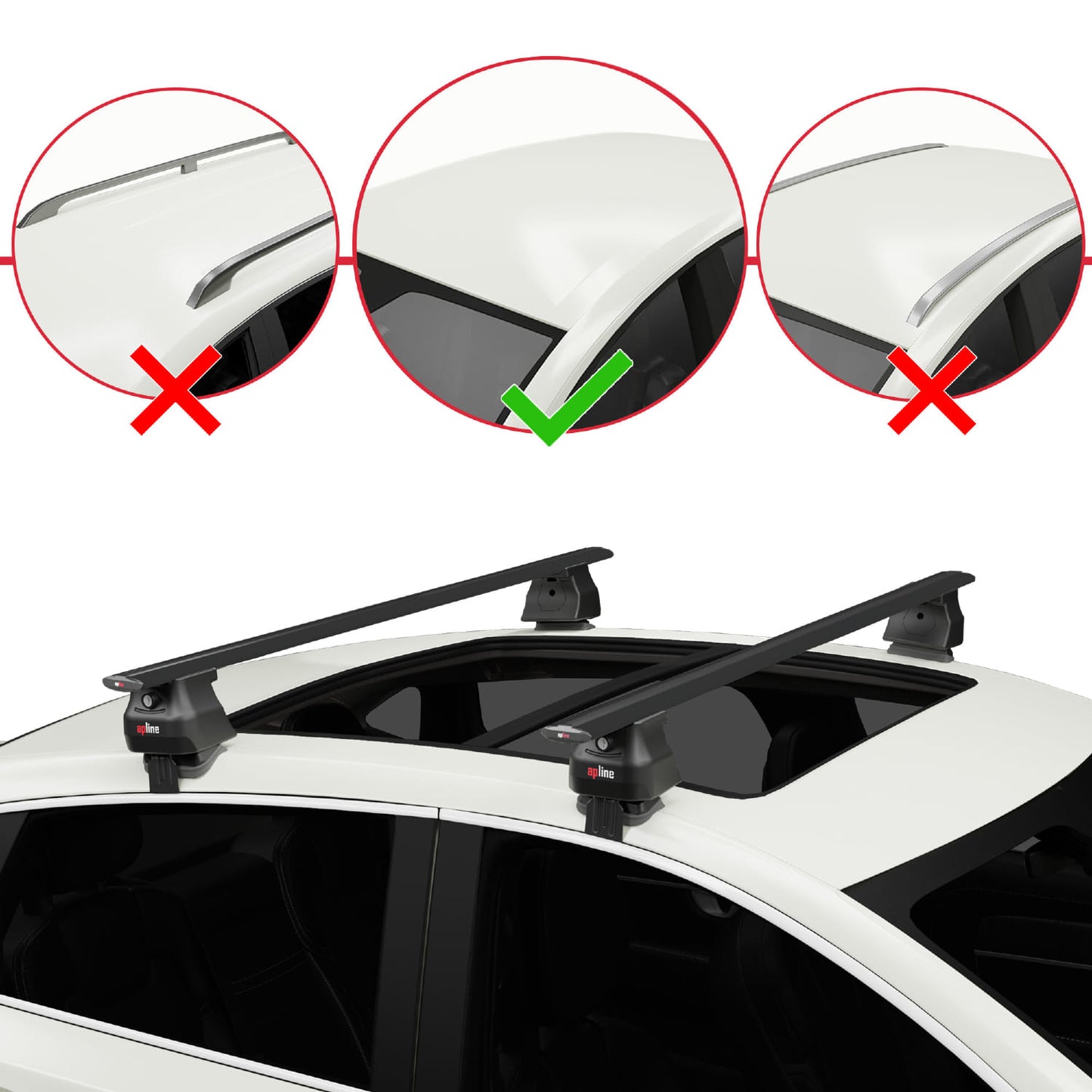 Compatible with Peugeot 208 (A9) Pre-Facelift 2012-2015 ACE-4 Car Roof Rack Cross Bar Black Aluminium 2 Bars