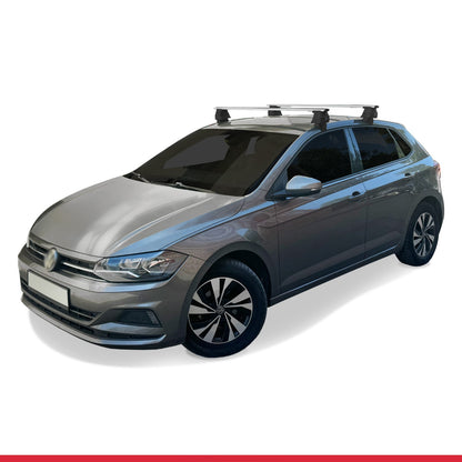 Compatible avec Volkswagen Polo 6 (AW) 2018-2025 ACE-4 Barres de Toit Railing Porte-Bagages de Voiture Gris Aluminium 2 Barres