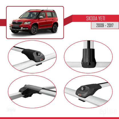 Compatible avec Skoda Yeti 2009-2017 ACE-1 Barres de Toit Railing Porte-Bagages de Voiture Gris Aluminium 3 Barres