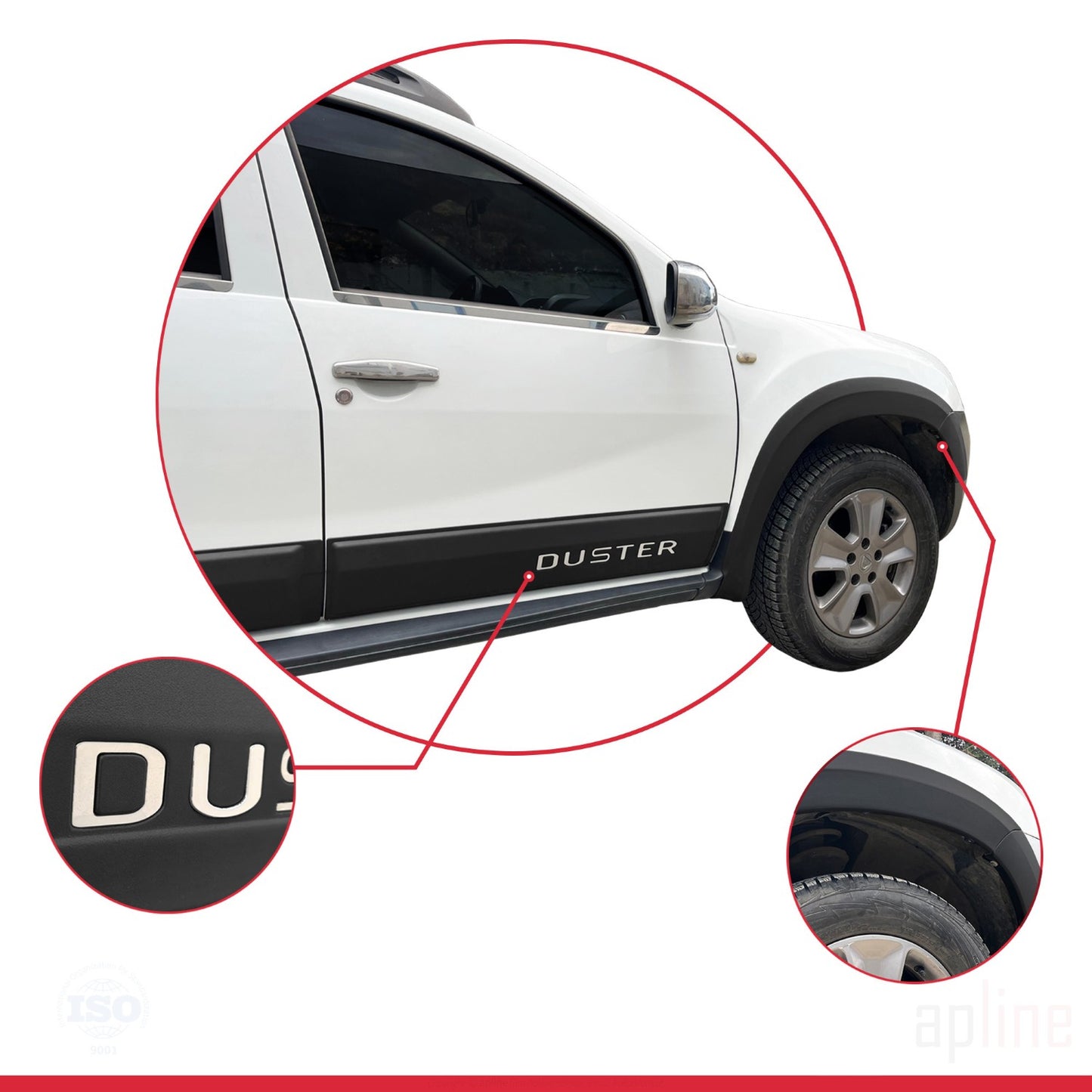 Compatible avec Dacia Duster (HS) 2010-2017 Fender Protecteur de Passage de roue pare-chocs Garde-boue et protection laterale Protection de la carrosserie voiture Kit NOİR