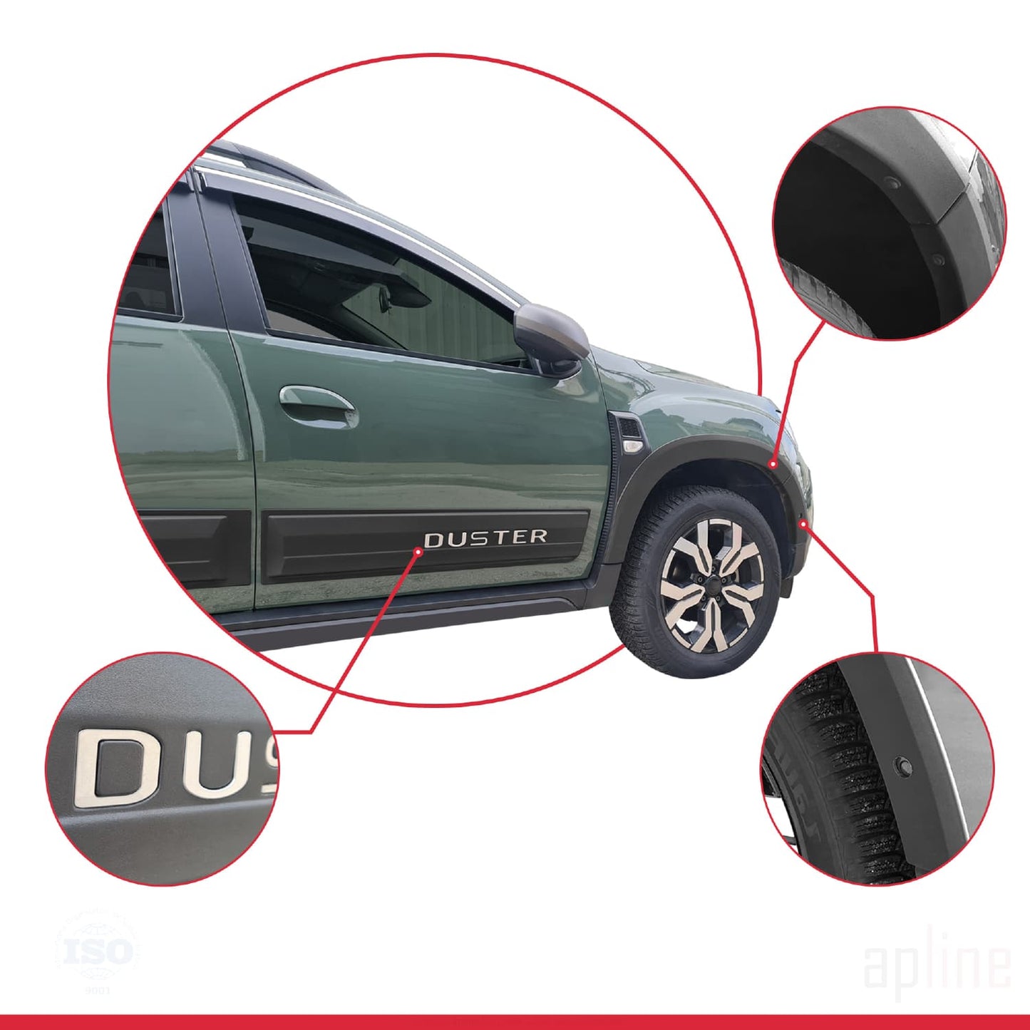 Compatible avec Dacia Duster 2018-2024 Fender Protecteur de Passage de roue pare-chocs Garde-boue et protection laterale Protection de la carrosserie voiture Kit NOİR