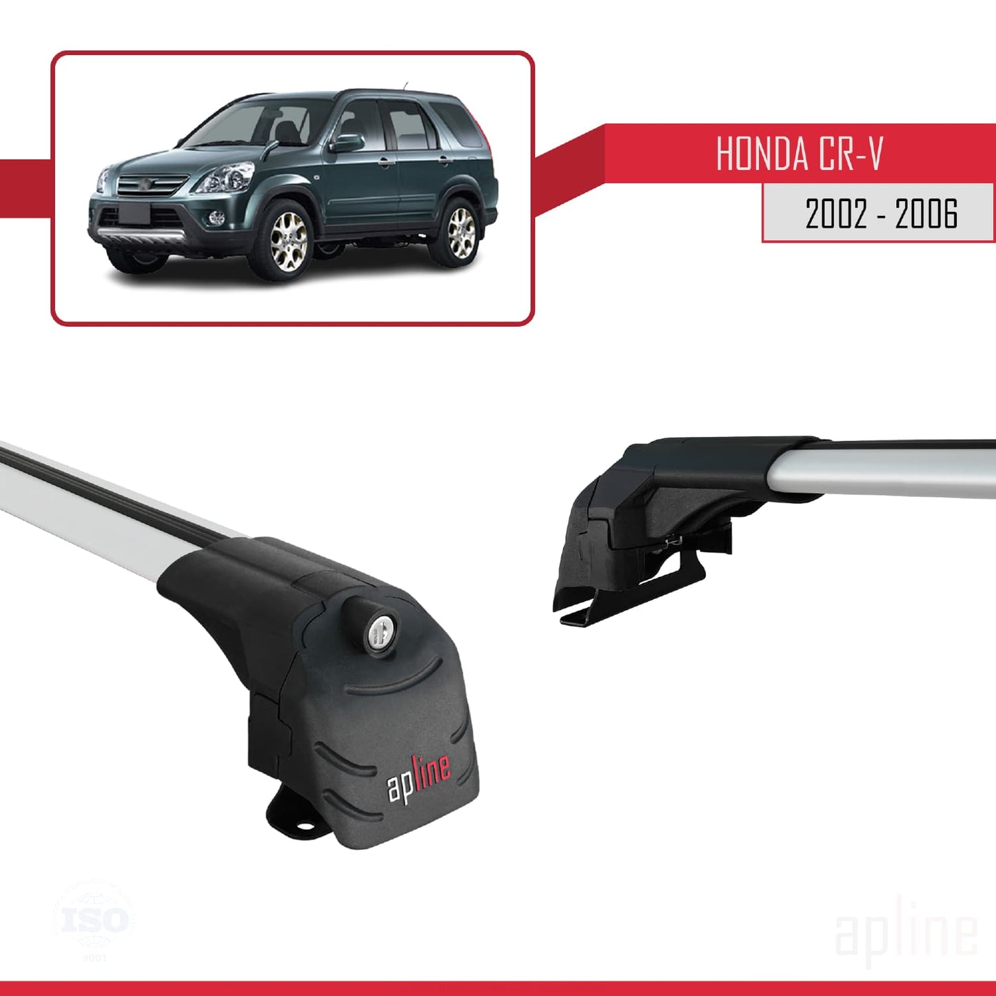 Compatible avec Honda CR-V 2 2002-2006 ACE-2 Barres de Toit Railing Porte-Bagages de Voiture Gris Aluminium 2 Barres