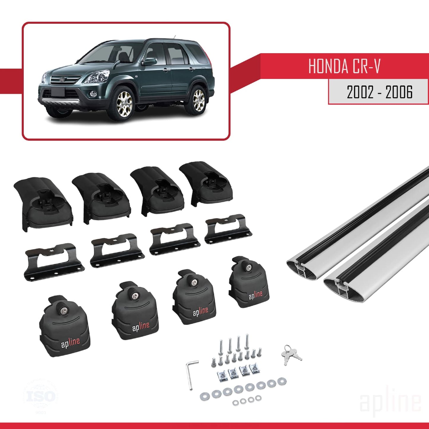 Compatible avec Honda CR-V 2 2002-2006 ACE-2 Barres de Toit Railing Porte-Bagages de Voiture Gris Aluminium 2 Barres