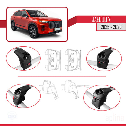 Compatible avec JAECOO 7 2025-2026 ACE-2 Barres de Toit Railing Porte-Bagages de Voiture Gris Aluminium 2 Barres