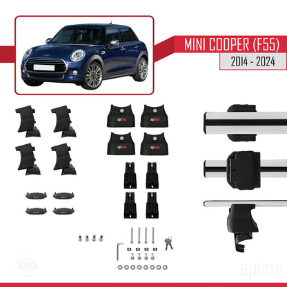 Compatible avec Mini Cooper (F55) 2014-2024 ACE-4 Barres de Toit Railing Porte-Bagages de Voiture Gris Aluminium 2 Barres