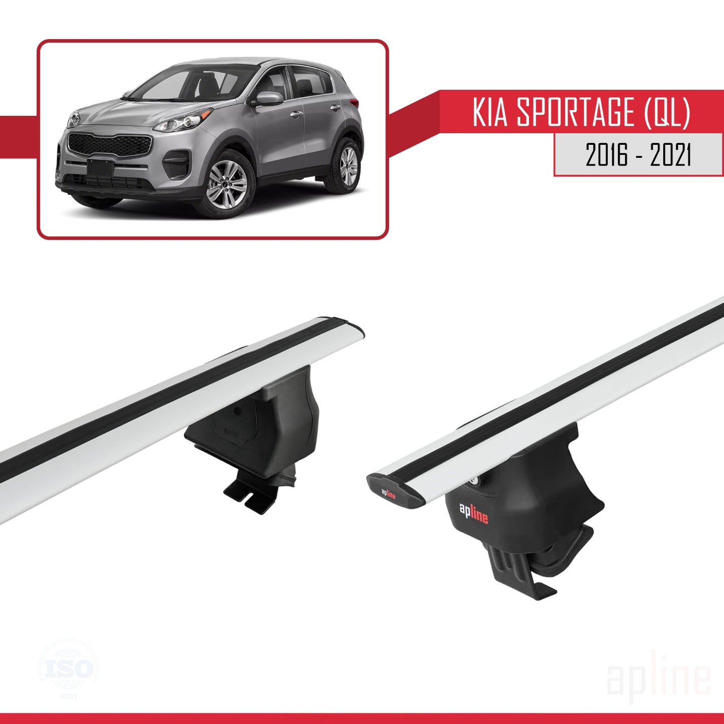 Compatible avec Kia Sportage (QL) 2016-2021 ACE-4 Barres de Toit Railing Porte-Bagages de Voiture Gris Aluminium 2 Barres
