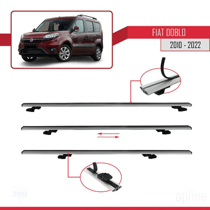 Compatible avec Fiat Doblo 2 2010-2022 BASIC Model Barres de Toit Railing Porte-Bagages de Voiture Gris Aluminium 3 Barres