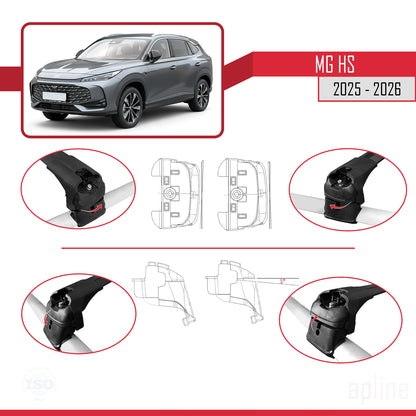 Compatible avec MG HS 2025-2026 ACE-2 Barres de Toit Railing Porte-Bagages de Voiture Noir Aluminium 2 Barres
