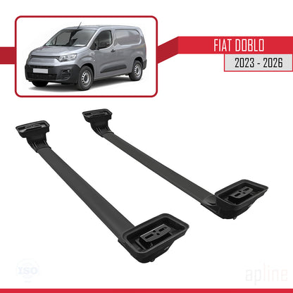 Compatible avec Fiat Doblo 2023-2026 ACE-3 Barres de Toit Railing Porte-Bagages de Voiture Noir Aluminium 2 Barres