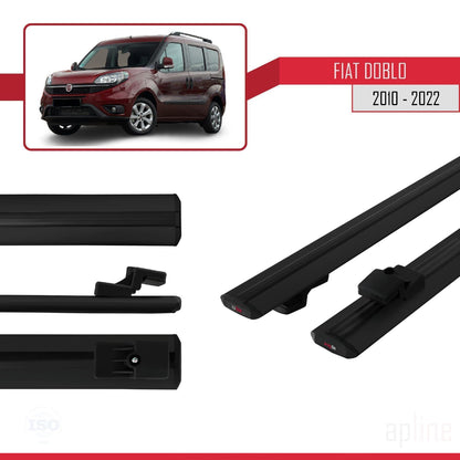 Compatible avec Fiat Doblo 2 2010-2022 BASIC Model Barres de Toit Railing Porte-Bagages de Voiture Noir Aluminium 2 Barres