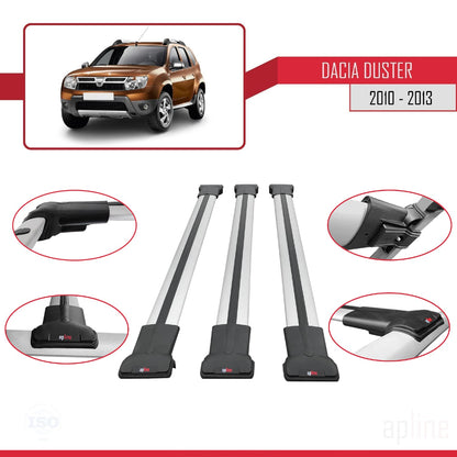 Compatible avec Dacia Duster (HS) Pre-Facelift 2010-2013 FLY Model Barres de Toit Railing Porte-Bagages de Voiture Gris Aluminium 3 Barres