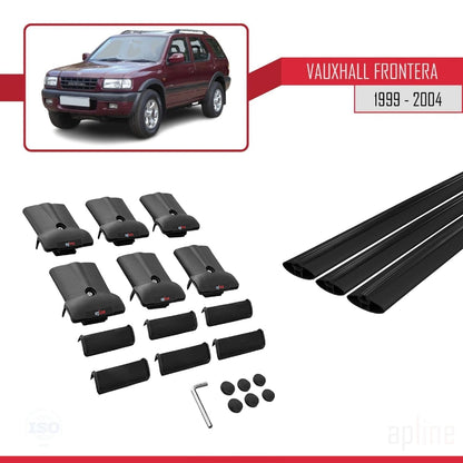 Compatible avec Vauxhall Frontera 2 1999-2004 FLY Model Barres de Toit Railing Porte-Bagages de Voiture Noir Aluminium 3 Barres