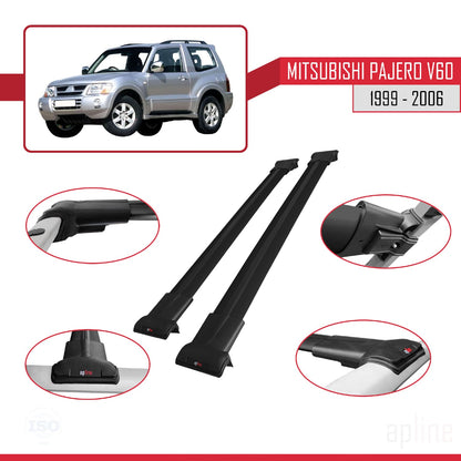 Compatible with Mitsubishi Pajero (V60) 3 Kapı 1999-2006 FLY Model Car Roof Rack Cross Bar Black Aluminium 2 Bars