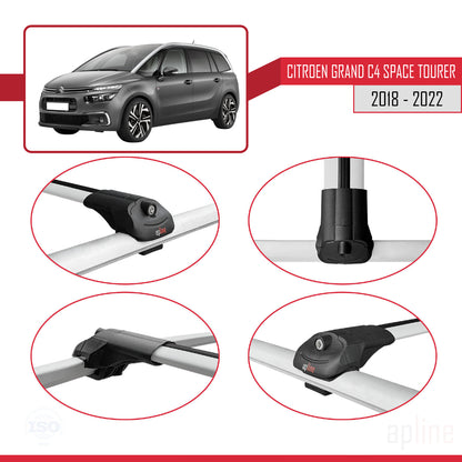 Compatible avec Citroen Grand C4 Space Tourer 2018-2022 ACE-1 Barres de Toit Railing Porte-Bagages de Voiture Gris Aluminium 2 Barres