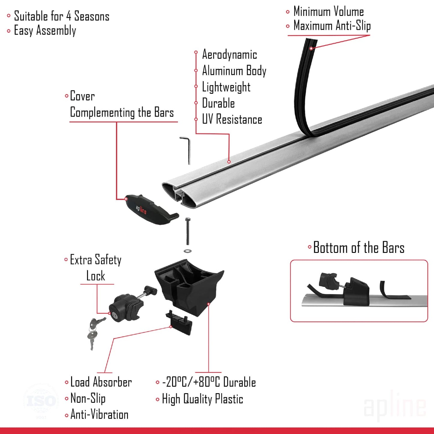 Compatible avec Seat Ateca (KH7) 2016-2025 HOOK Model Barres de Toit Railing Porte-Bagages de Voiture Gris Aluminium 2 Barres